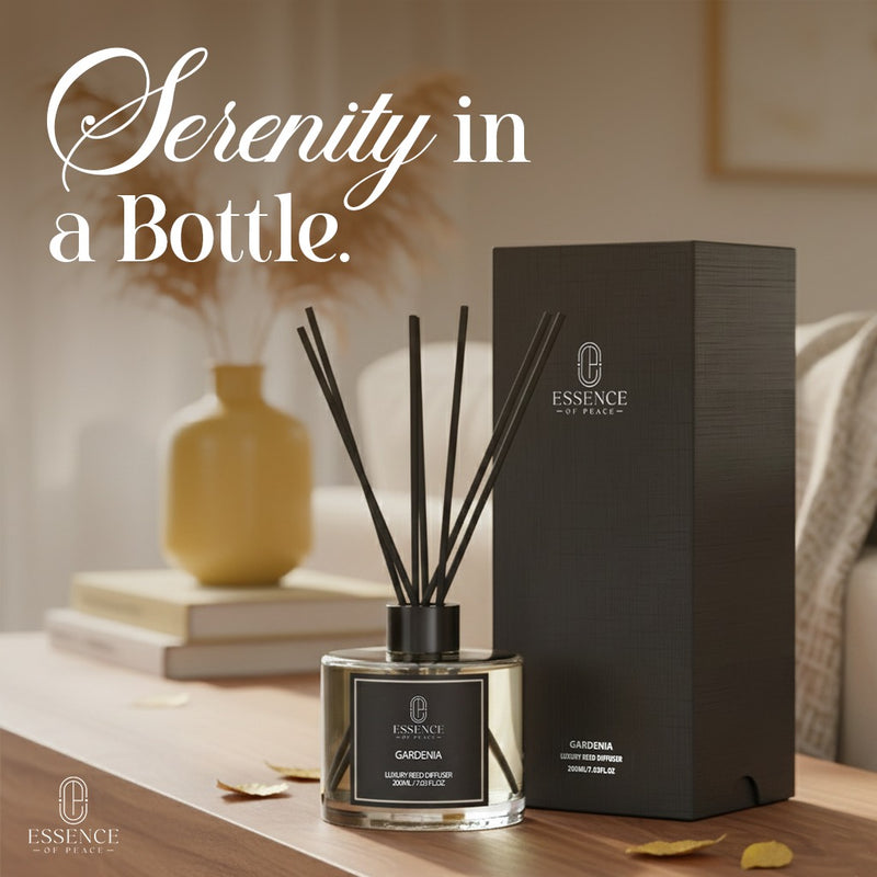 This is an Essence of Peace Gardenia Reed Diffuser. 