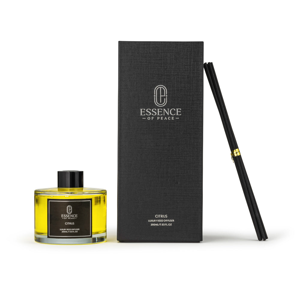 This is an Essence of Peace Citrus Reed Diffuser.